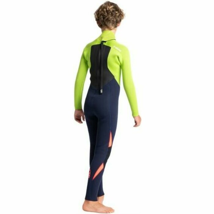 2024 C-Skins Junior Legend 4/3mm GBS Back Zip Wetsuit C-LE43JBZ - Slate Navy / Lime / Flo Red